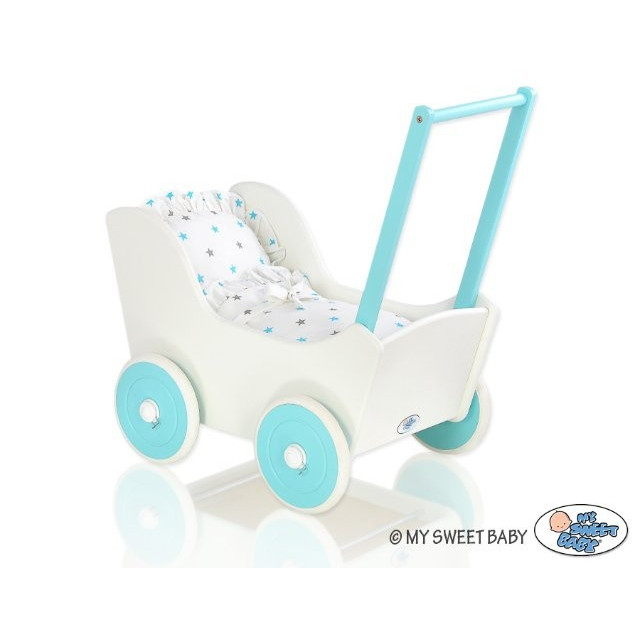 Drevený kočík pre bábiky ECO TOYS - ružový