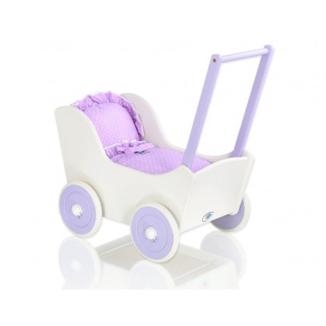 Drevený kočík pre bábiky ECO TOYS - ružový