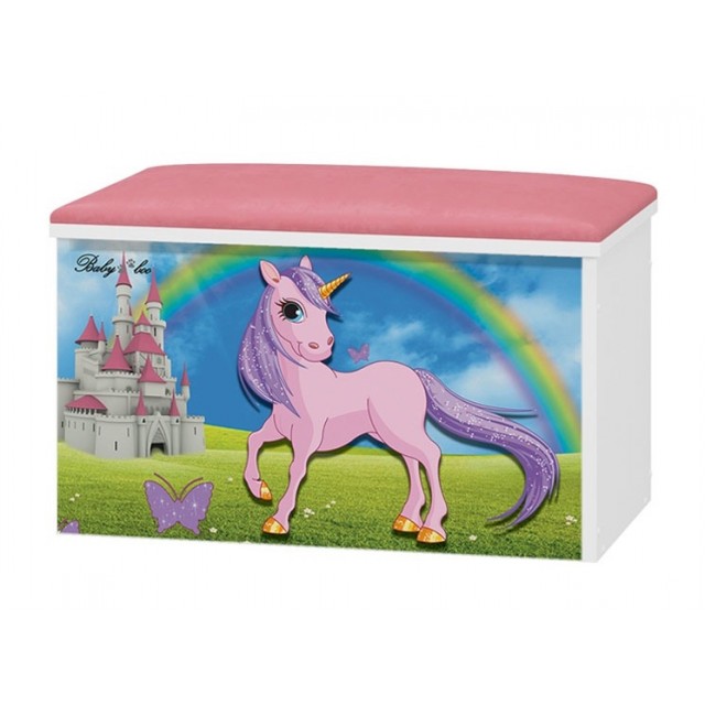 Box na hračky s motívom Unicorn + čalúnené sedadlo