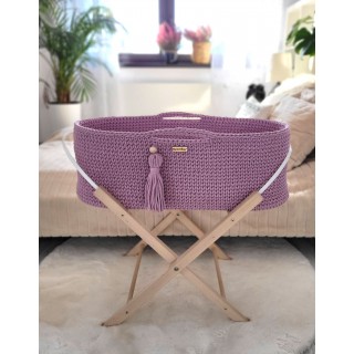 Mojžišový košík BOHO Ručne vyrobený so stojanom Levanduľa