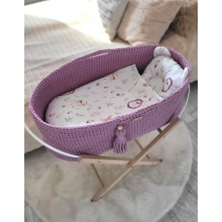 Mojžišový košík BOHO Ručne vyrobený so stojanom Levanduľa