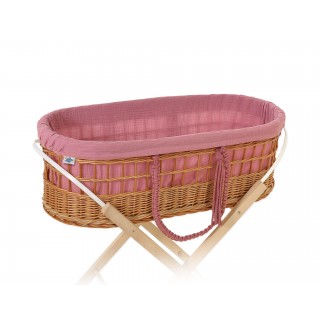 Prútený košík Moses v BOHO štýle s mušelínovou podšívkou