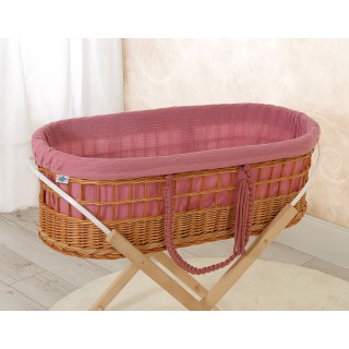 Prútený košík Moses v BOHO štýle s mušelínovou podšívkou