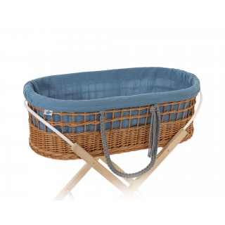 Prútený košík Moses v BOHO štýle s mušelínovou podšívkou