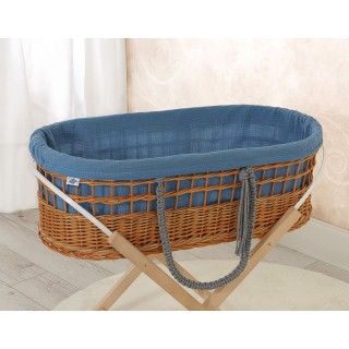 Prútený košík Moses v BOHO štýle s mušelínovou podšívkou