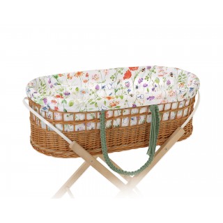 Prútený košík Moses v BOHO štýle s bavlnenou podšívkou