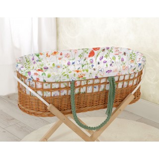 Prútený košík Moses v BOHO štýle s bavlnenou podšívkou