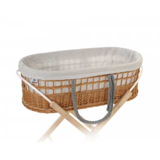 Prútený košík Moses v BOHO štýle s mušelínovou podšívkou