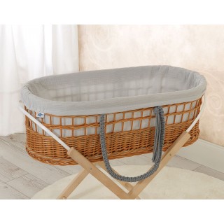 Prútený košík Moses v BOHO štýle s mušelínovou podšívkou