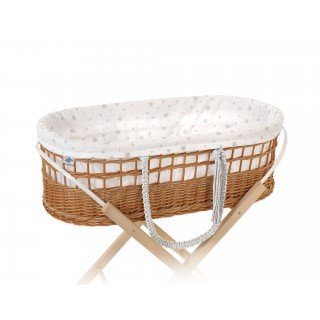 Prútený košík Moses v BOHO štýle s bavlnenou podšívkou