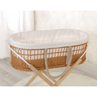 Prútený košík Moses v BOHO štýle s bavlnenou podšívkou