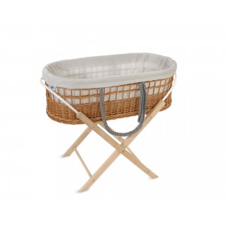 Prútený košík Moses v BOHO štýle s mušelínovou podšívkou