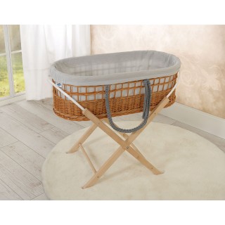 Prútený košík Moses v BOHO štýle s mušelínovou podšívkou