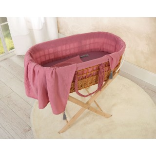 Prútený košík Moses v BOHO štýle s mušelínovou podšívkou