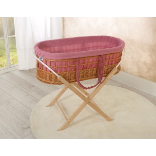 Prútený košík Moses v BOHO štýle s mušelínovou podšívkou