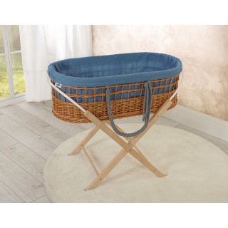 Prútený košík Moses v BOHO štýle s mušelínovou podšívkou