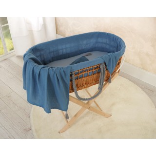 Prútený košík Moses v BOHO štýle s mušelínovou podšívkou