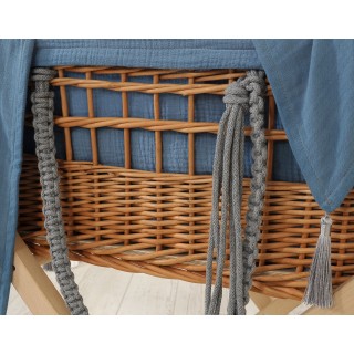 Prútený košík Moses v BOHO štýle s mušelínovou podšívkou