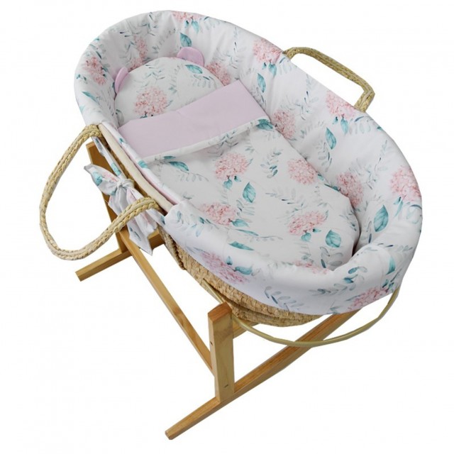 Kôš Mojžišov pre bábätko Natural so stojanom matrac + príslušenstvo Hydrangea