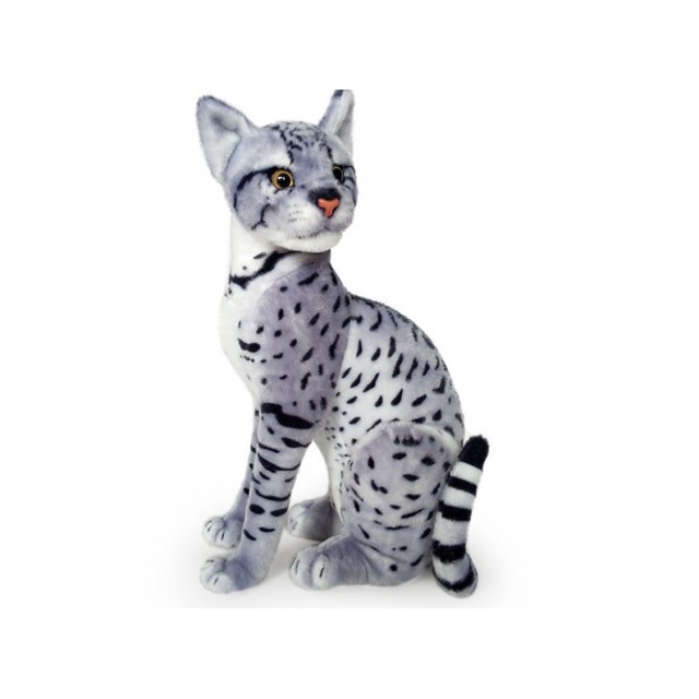 Plyšová sediaca mačka leopardia sivá