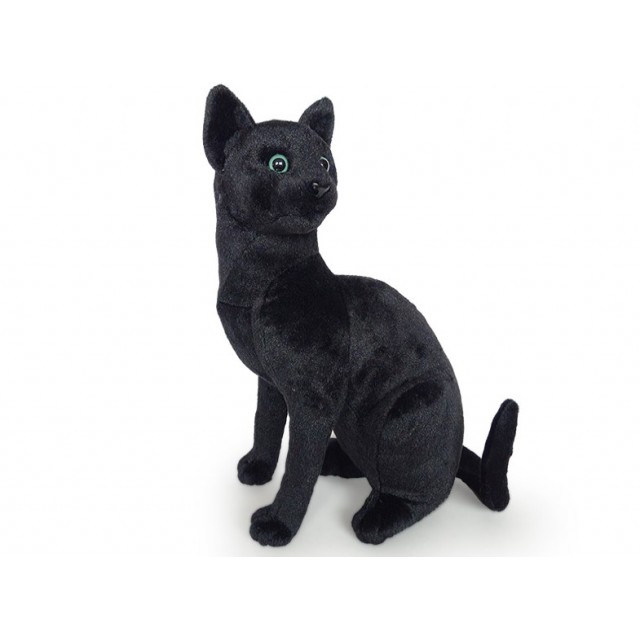 Plyšová sediaca mačka čierna