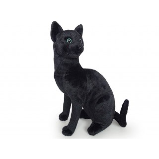 Plyšová sediaca mačka čierna