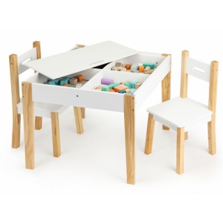 Detský nábytok, prírodná, biela, s tabuľou a úložným priestorom