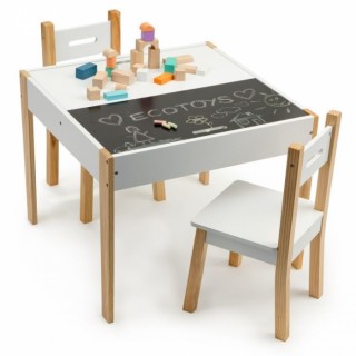 Detský nábytok, prírodná, biela, s tabuľou a úložným priestorom