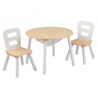 Set stôl a 2 stoličky prírodná a biela
