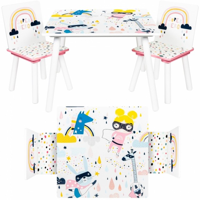 Detský nábytok - 3 ks, stôl so stoličkami Dúha