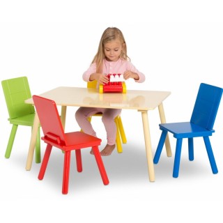 Detský stôl so štyrmi stoličkami Multicolor