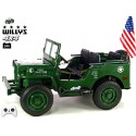 Jeep Willys s 2,4G, 4x4, 24V, 3 miestný, green army