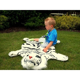 Plyšová predložka tiger biely XL