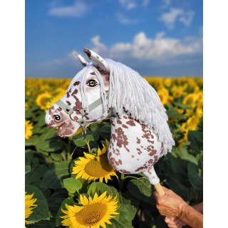 Koník na palici Hobby Horse hnedý leopardí kôň s bielou hrivou