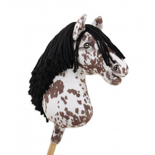 Koník na palici Hobby Horse hnedý leopardí kôň s čiernou hrivou