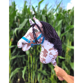 Koník na palici Hobby Horse hnedý leopardí kôň s čiernou hrivou