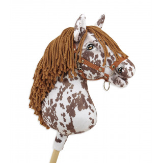 Koník na palici Hobby Horse hnedý leopardí kôň s hnedou hrivou