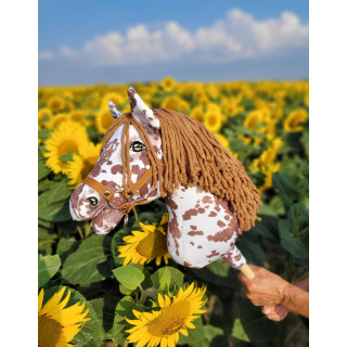Koník na palici Hobby Horse hnedý leopardí kôň s hnedou hrivou