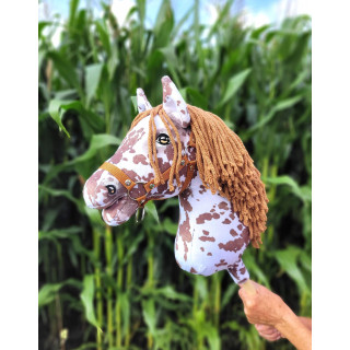 Koník na palici Hobby Horse hnedý leopardí kôň s hnedou hrivou