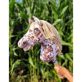 Koník na palici Hobby Horse hnedý leopardí kôň s béžovou hrivou
