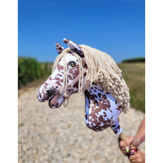 Koník na palici Hobby Horse hnedý leopardí kôň s béžovou hrivou