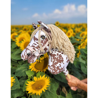 Koník na palici Hobby Horse hnedý leopardí kôň s béžovou hrivou