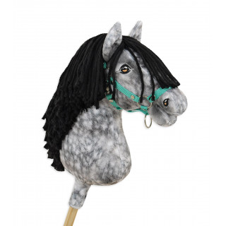 Koník na palici Hobby Horse strakatý sivý kôň so šedou hrivou
