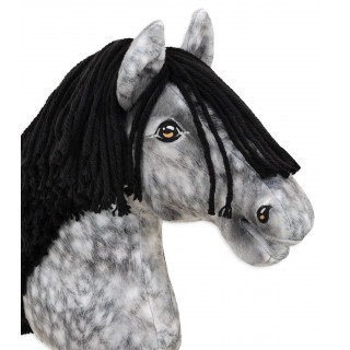Koník na palici Hobby Horse strakatý sivý kôň so šedou hrivou
