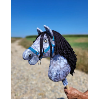 Koník na palici Hobby Horse strakatý sivý kôň so šedou hrivou