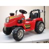 Traktor 12V, s mohutnými kolesami a konštrukciou, svetelnými LED efekty, 2xnáhon, červený