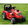 Traktor 12V, s mohutnými kolesami a konštrukciou, svetelnými LED efekty, 2xnáhon, červený