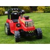 Traktor 12V, s mohutnými kolesami a konštrukciou, svetelnými LED efekty, 2xnáhon, červený