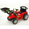 Traktor s ovládateľnou lyžícou 12V, mohutnými kolesami a konštrukcio, zvukovými a sveteľnými efektami, 2xnáhon, červený