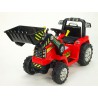 Traktor s ovládateľnou lyžícou 12V, mohutnými kolesami a konštrukcio, zvukovými a sveteľnými efektami, 2xnáhon, červený